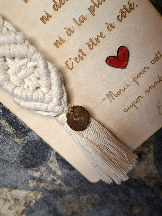 Support Mural en bois et porte clé macramé à personnaliser