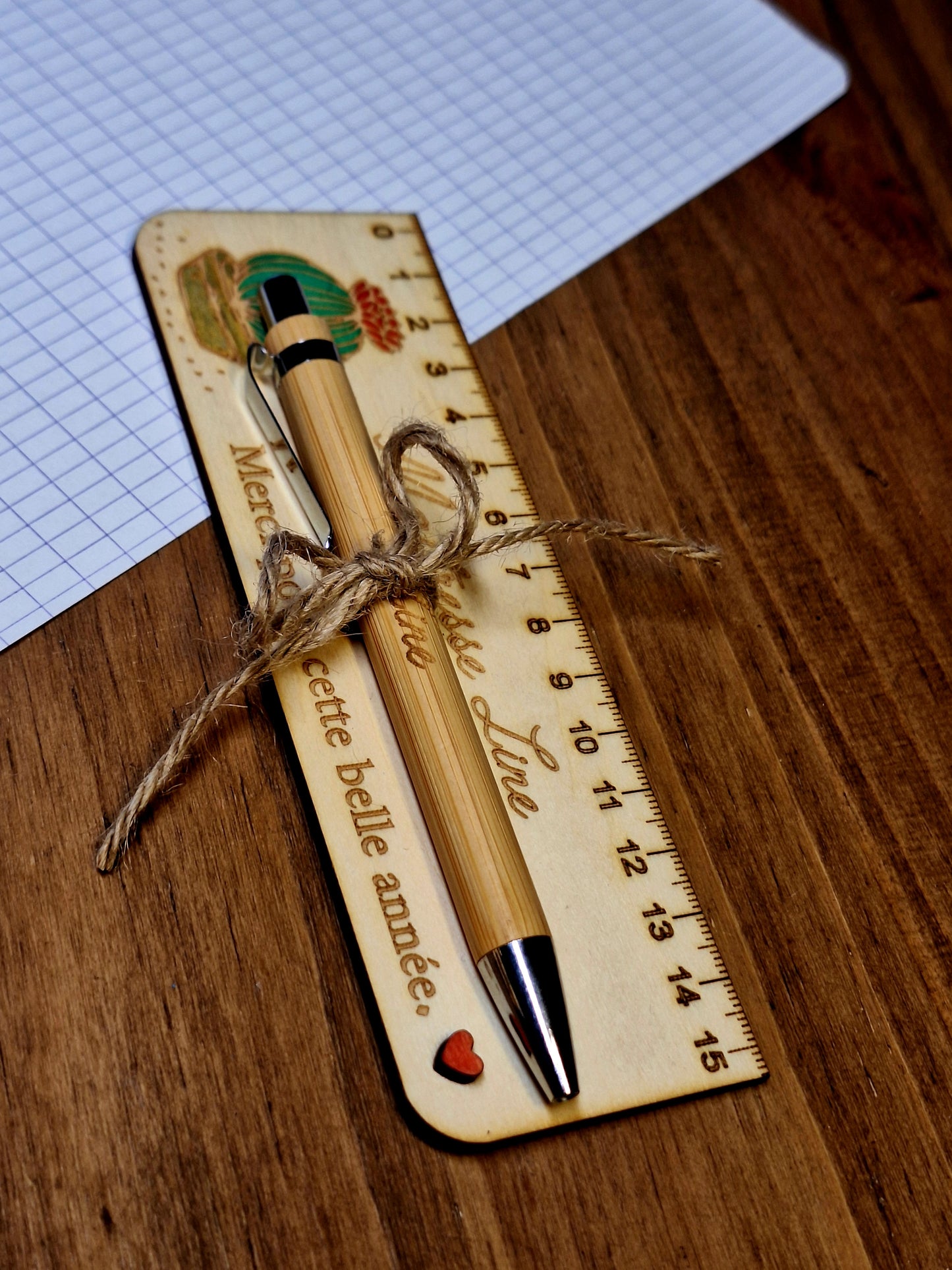 Duo règle et stylo bambou