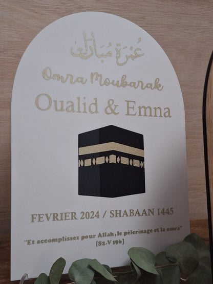 Panneau en plexiglas - Omra/Hajj Mubarak - Personnalisable