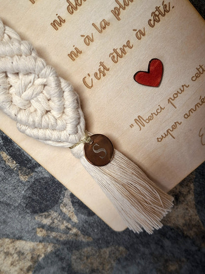 Support Mural en bois et porte clé macramé à personnaliser