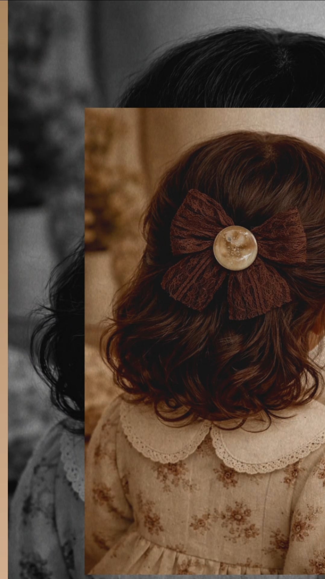 Élastique cheveux fait main vintage et moderne en dentelle et résine