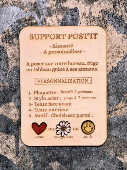 Support post'it aimanté et stylo à personnaliser